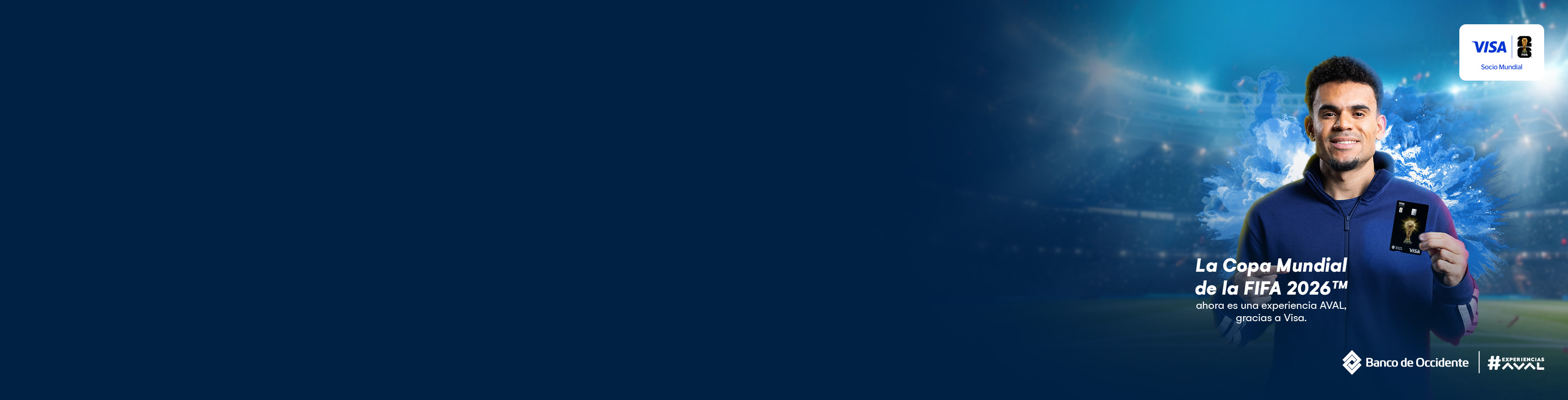 Solicita tu tarjeta de crédito Visa del Banco de Occidente y accede a premios exclusivos para disfrutar la Copa Mundial FIFA 2026.