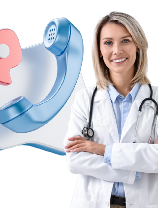 Doctora con teléfono Mob