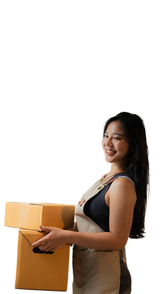 imagen mujer con cajas mobile