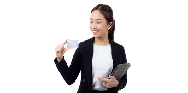 imagen mujer con tarjeta mobile