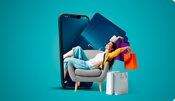 Mujer feliz de compras