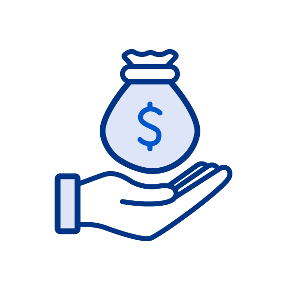 Bolsa de dinero sobre mano