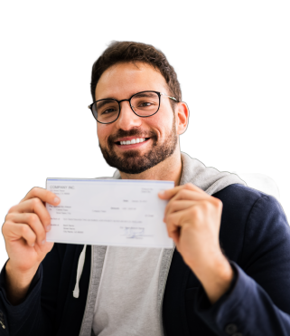 imagen hombre con cheque
