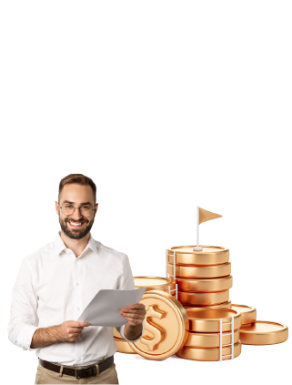 Empresario feliz con capital