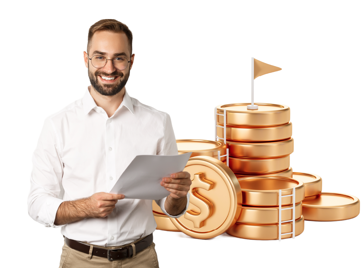 Empresario feliz con capital