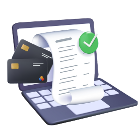 Portatil, tarjeta de credito y factura